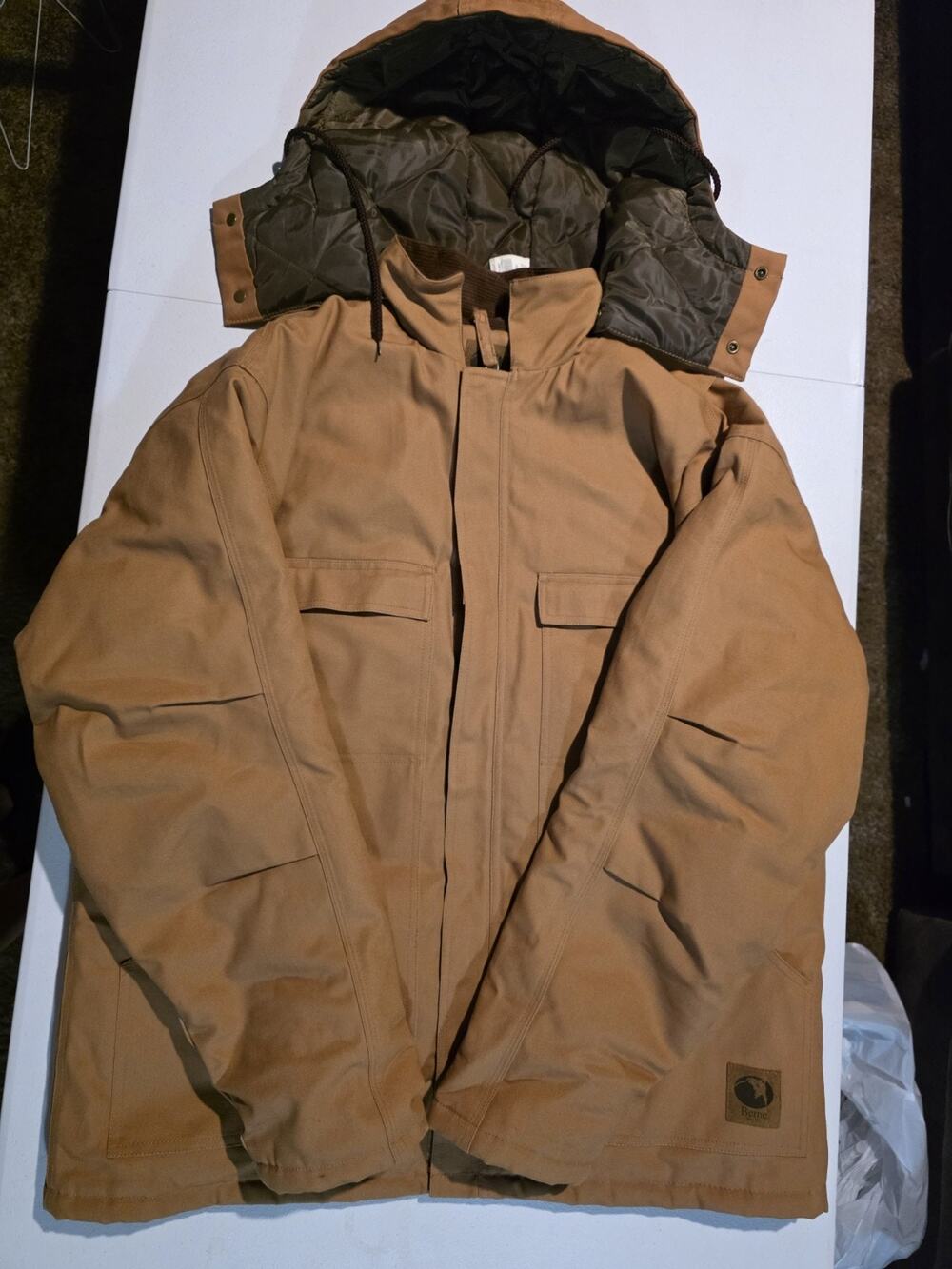 Berne Brown Duck Canvas Quilted Lined Hooded Work Jacket Coat Mens One Size